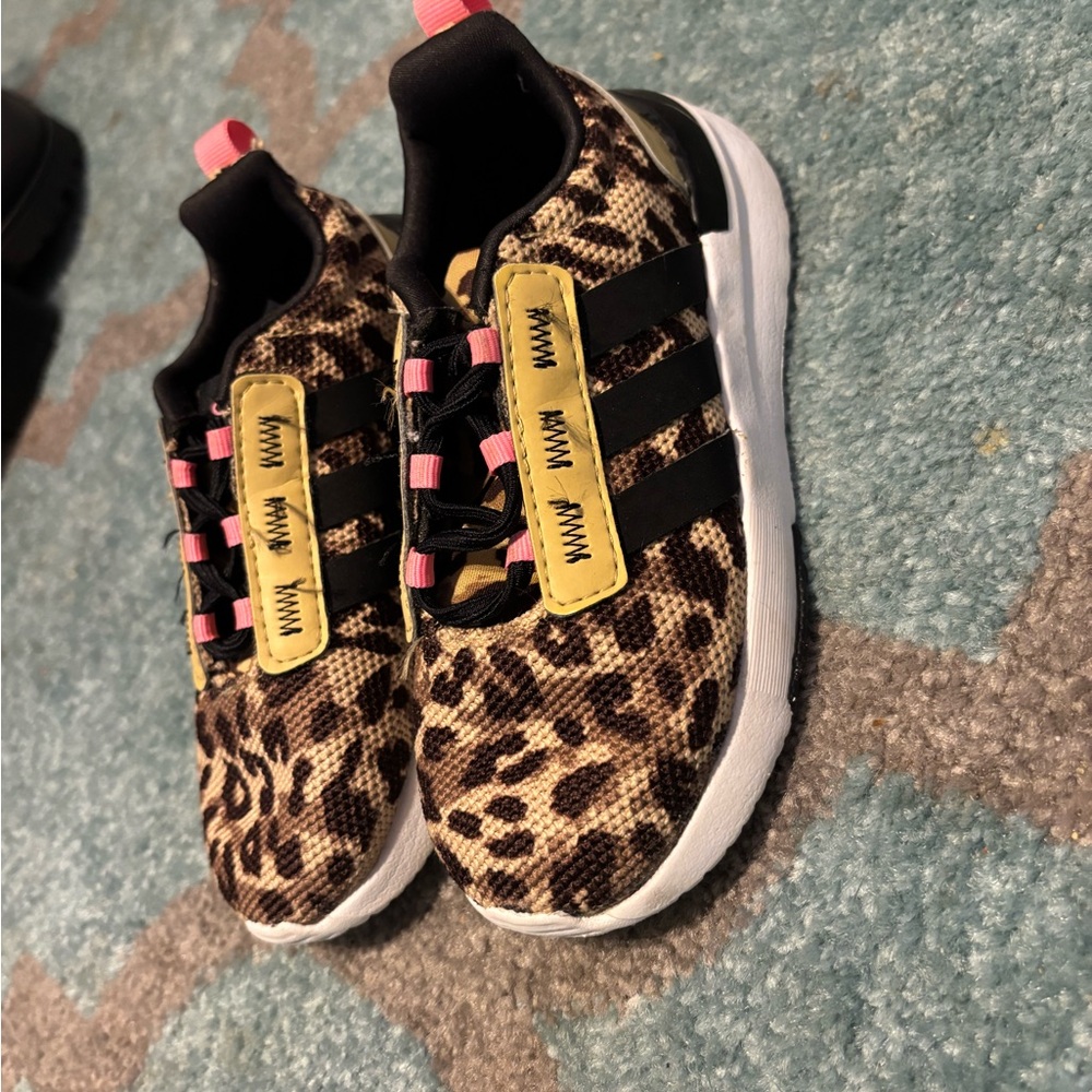 adidas Kids Leopard Sneakers with Black Stripes